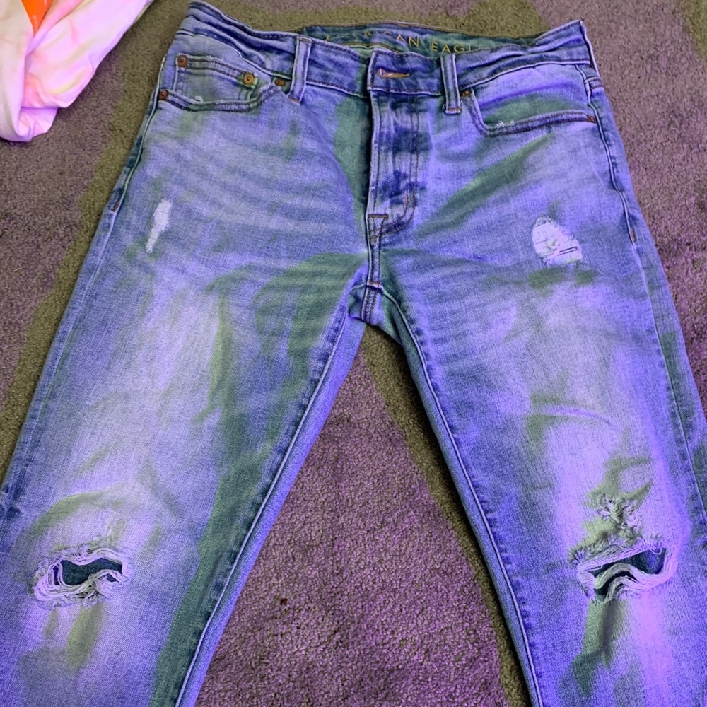 american eagle jeans slim straight light wash